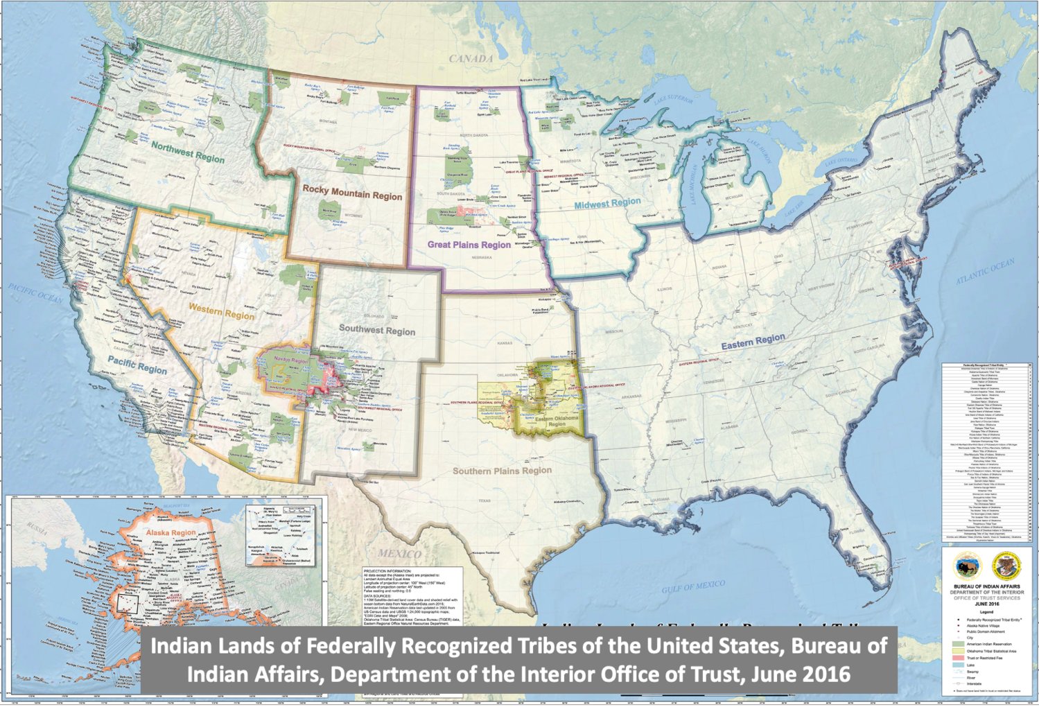 Indian Lands of Federally Recognized Tribes of the United States, Bureau of Indian Affairs, Department of the Interior Office of Trust, June 2016