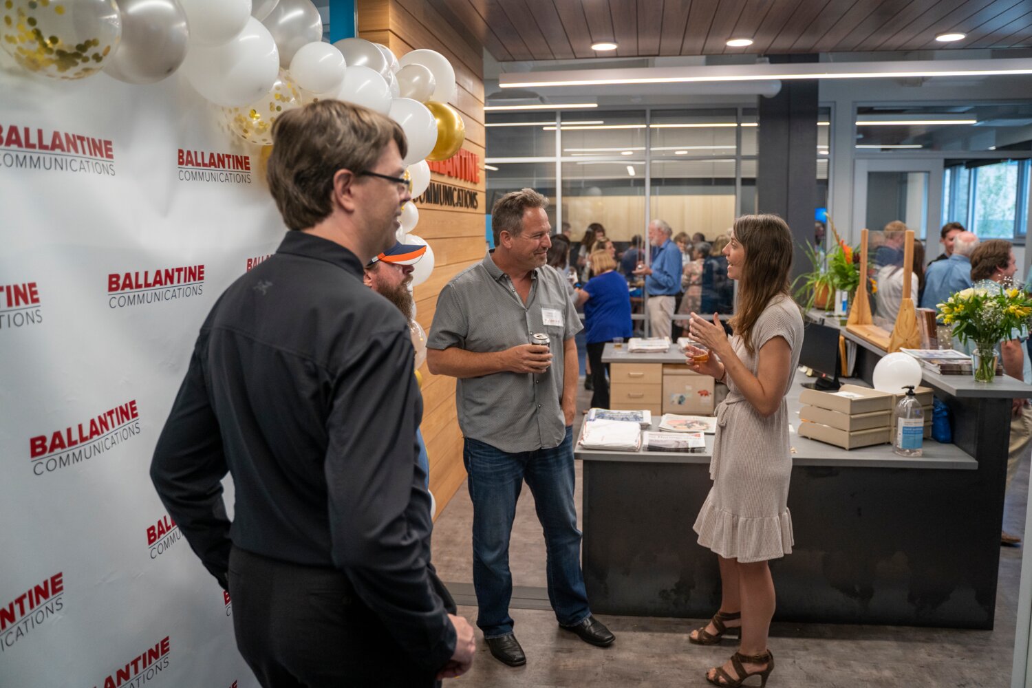 Ballantine Communications' 70th Anniversary and Open House in August 2022 — Ballantine employees (l to r) Scott McCool, Scotty Yarbrough, Tad Smith and Kelly Bulkley